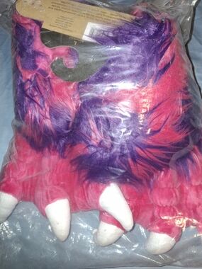 Lazy One Pink and Purple Furry Monster Slippers